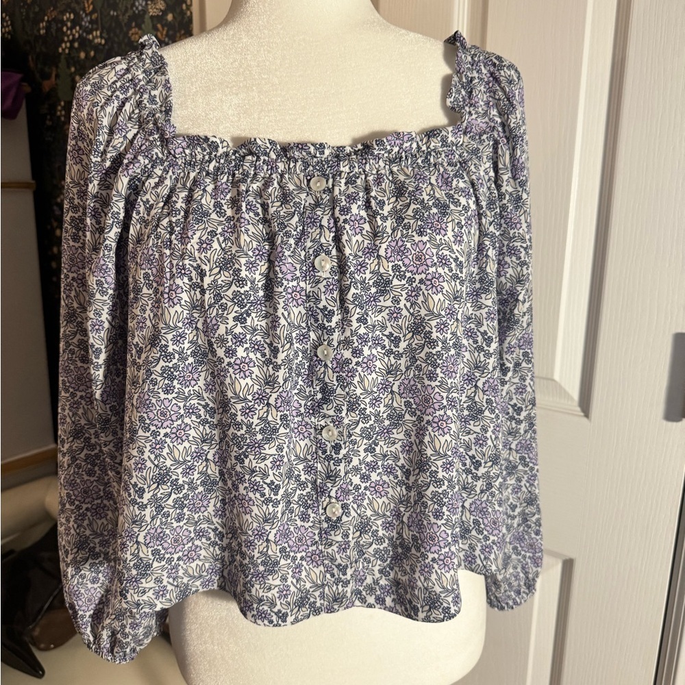 American Eagle Outfitters Floral Blouse - Purple and White​